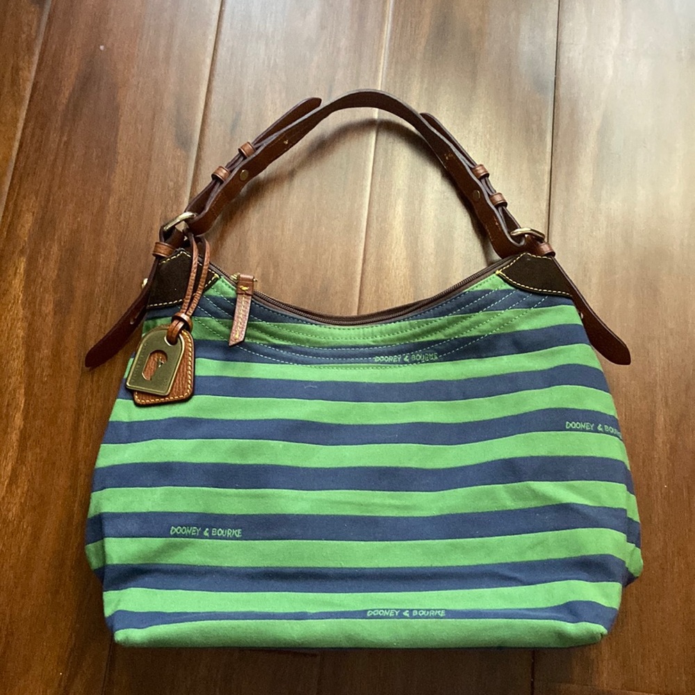 Dooney & Bourke green and blue striped bag